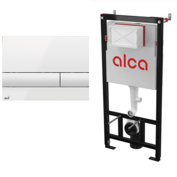 Pachet rezervor incastrat Alcadrain cu Clapeta Alba M1710