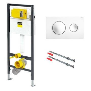 Set rezervor incastrat Viega Prevista cu cadru  set de fixare si clapeta alba